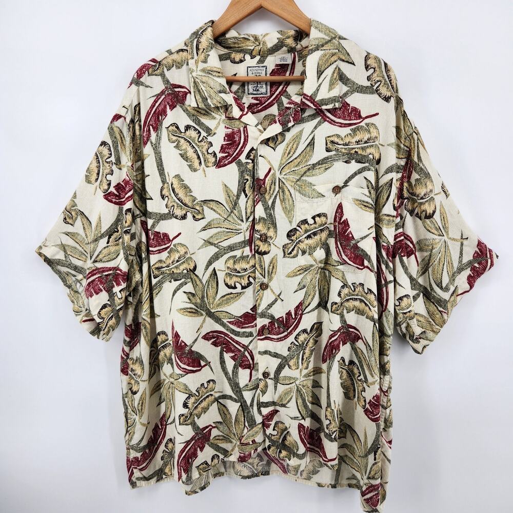 Roundtree & Yorke Men's 2XT Hawaiian Shirt Short Sleeves Tall